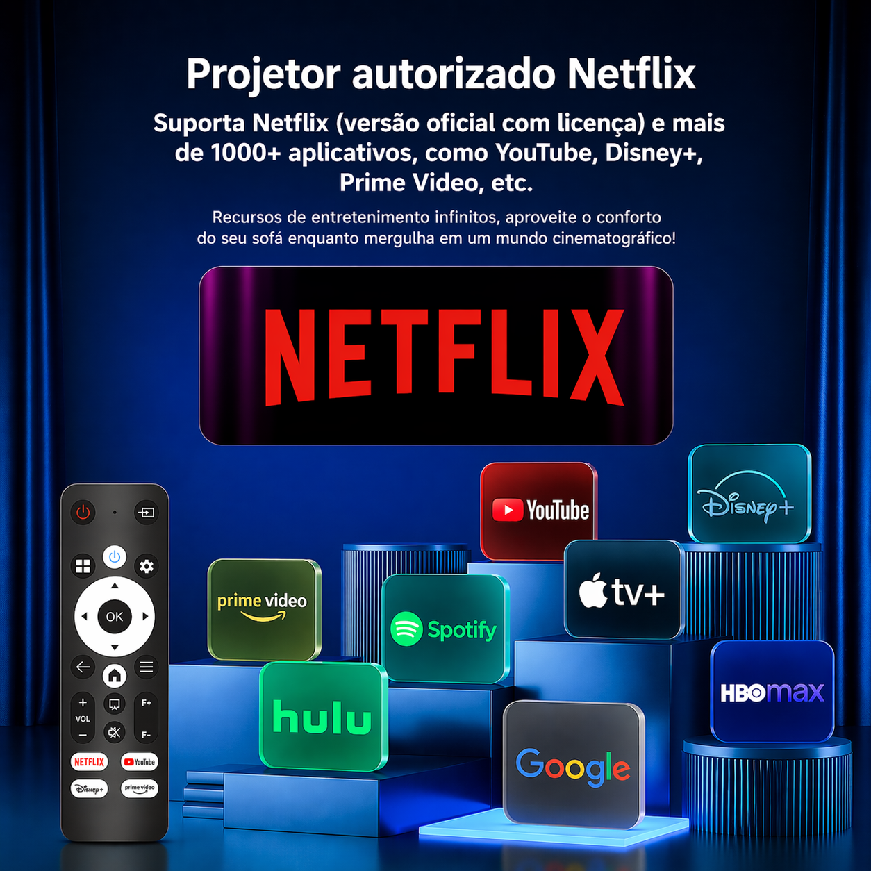 Projetor Bettdow AC1060 4K — detalhes do produto